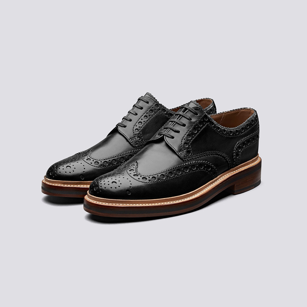 black leather brogues mens