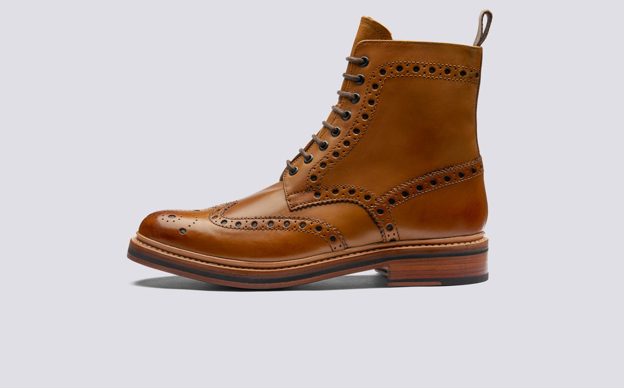 Grenson tan brogue boots Clearance