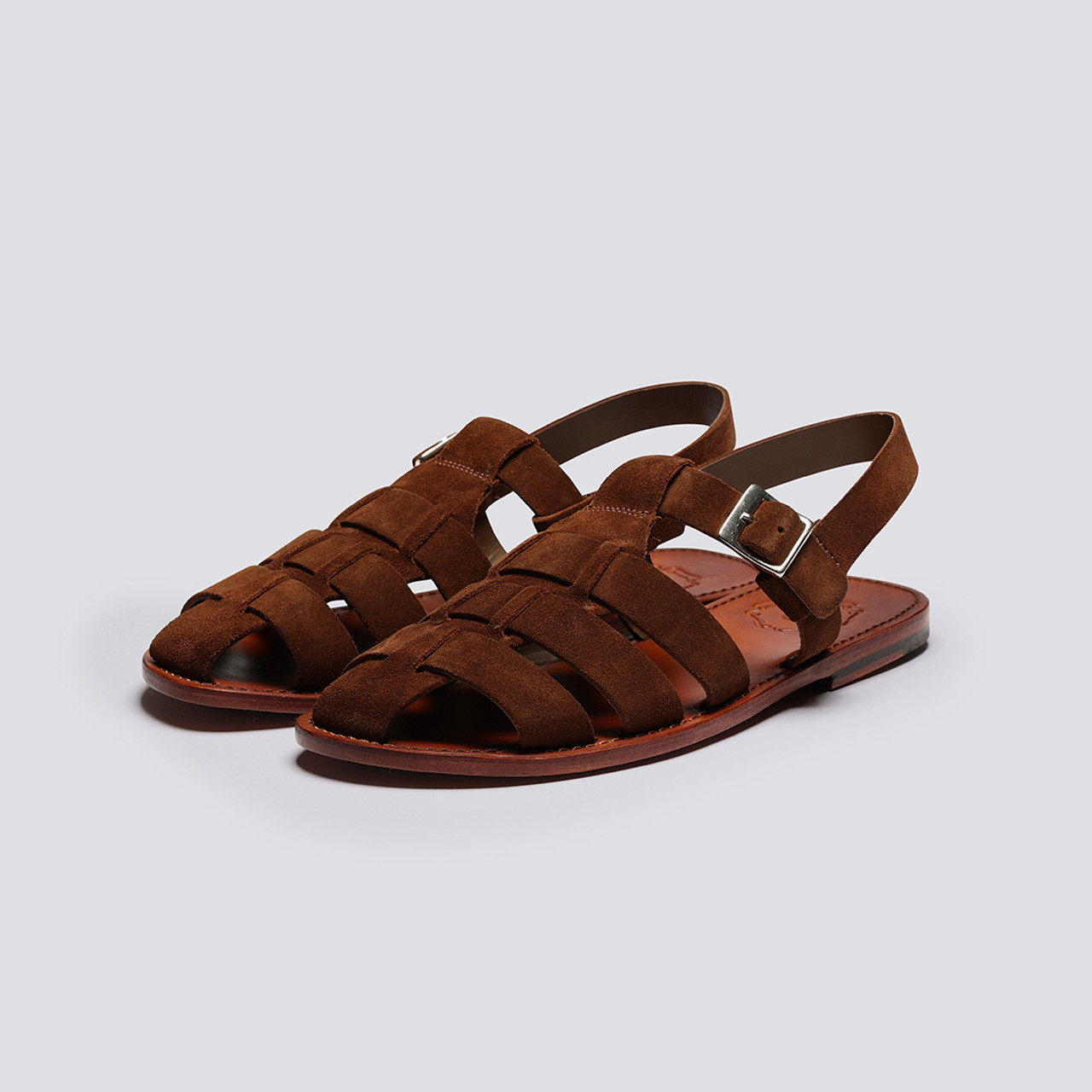 Quincy Mens Sandals in Brown Suede Grenson