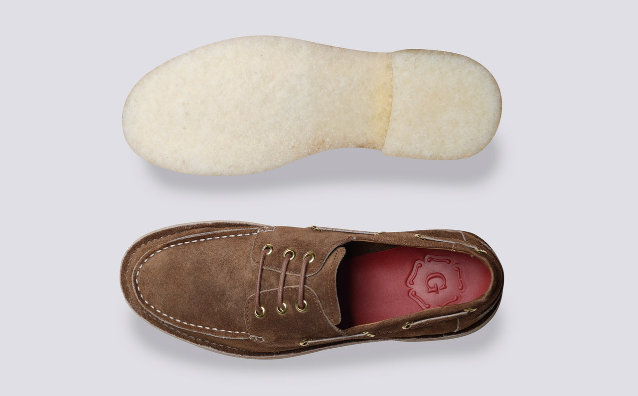Boat Shoes for Men in Brown Eco Suede 