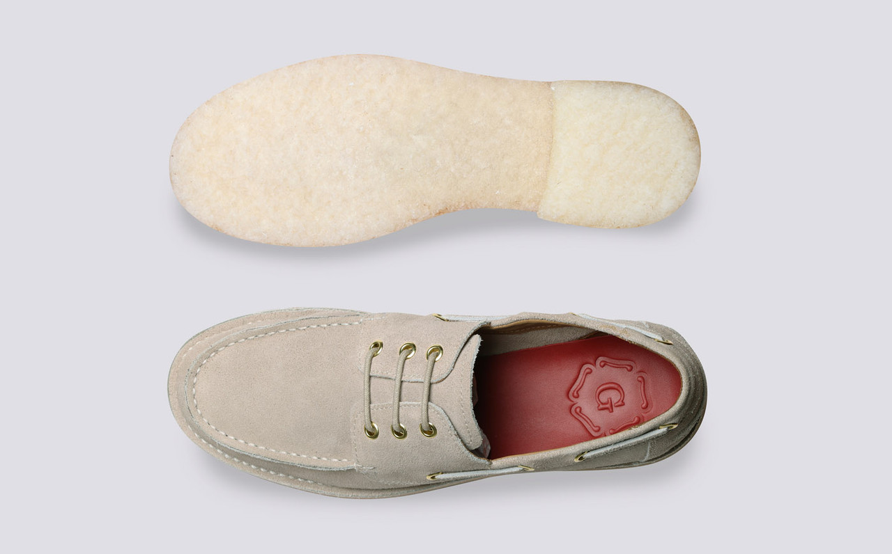 Boat Shoes for Men in Beige Eco Suede 