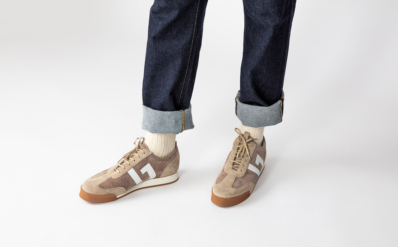 Mens Trainers in Buff Eco Suede | Grenson