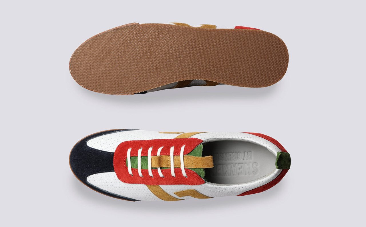 Sneaker 51 Mens Trainers in White Multi Suede Grenson