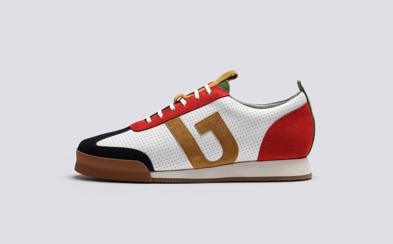 Sneaker 51 Mens Trainers in White Multi Suede Grenson