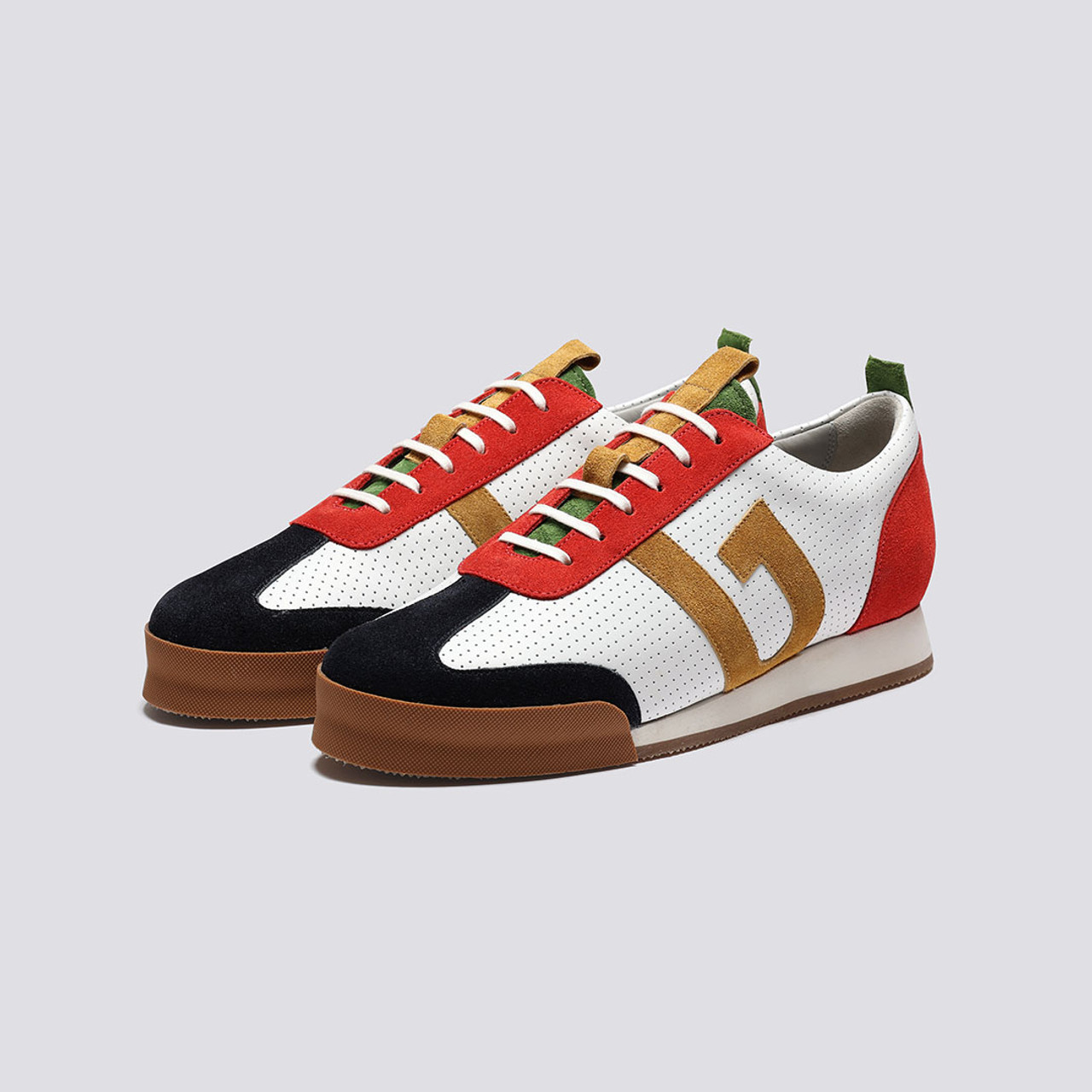 Sneaker 51 Mens Trainers in White Multi Suede Grenson