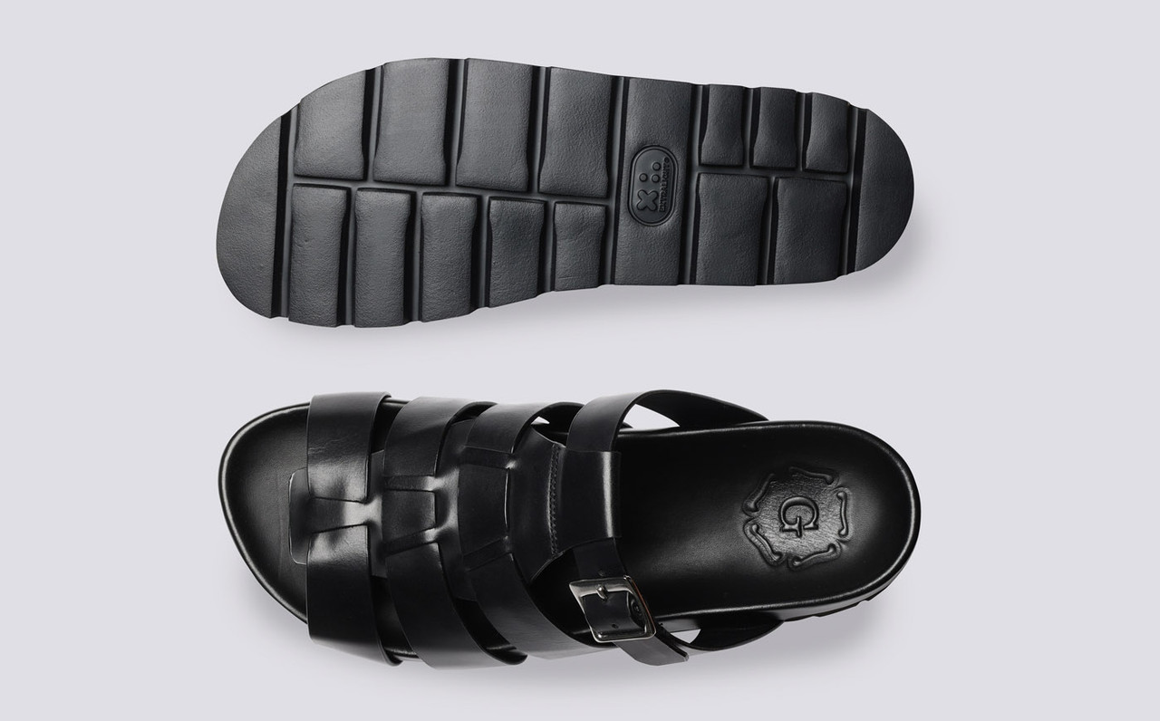 David | Mens Sandals in Black Leather 