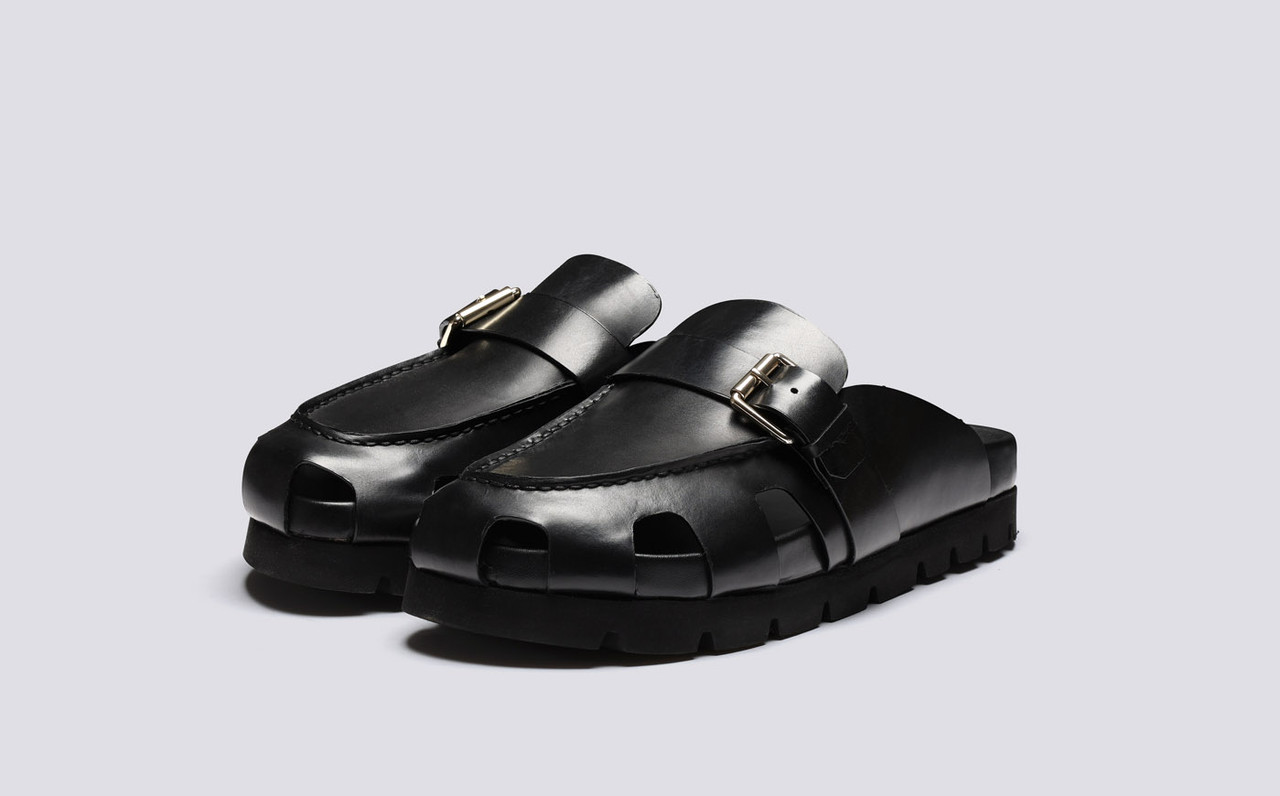 Mens black leather clogs cheap