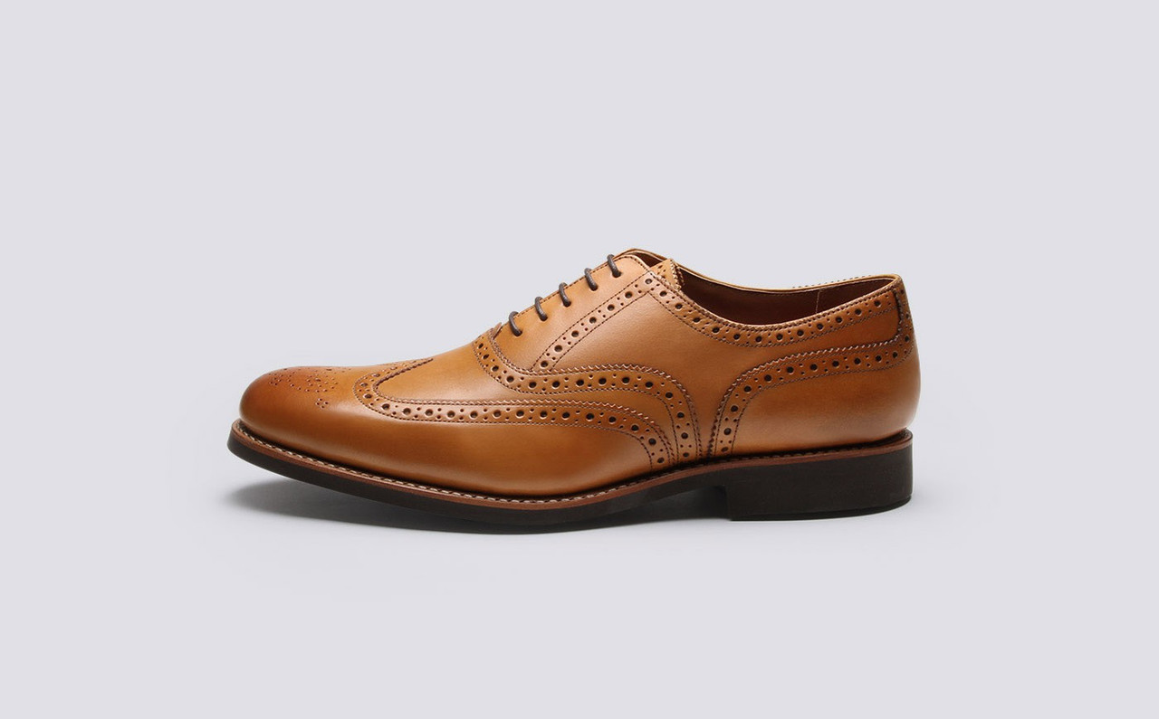 Dylan | Mens Oxford Brogues in Tan Calf 