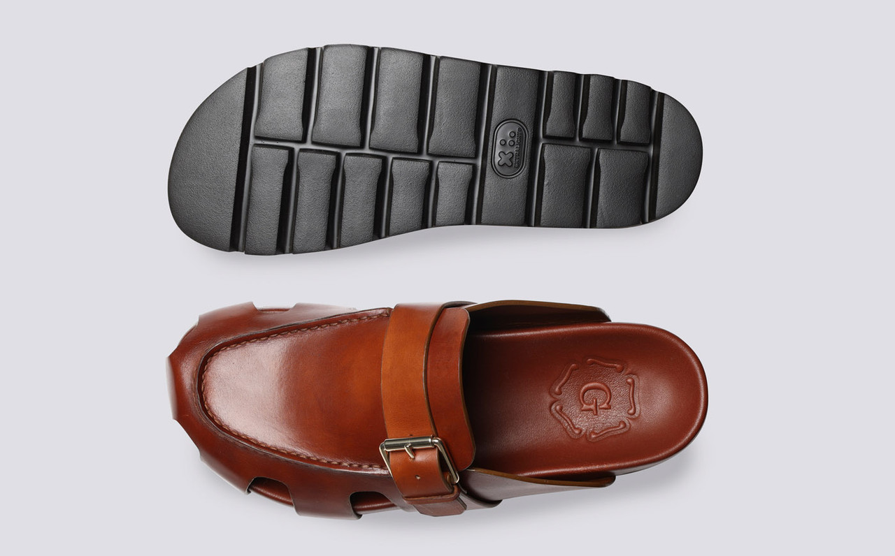 Dotty Clogs for Women in Tan Leather Grenson