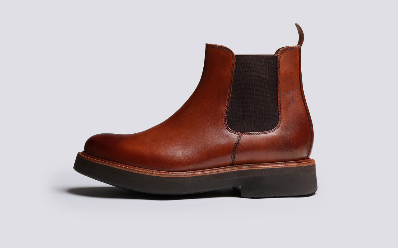 Mens red leather chelsea boots sale
