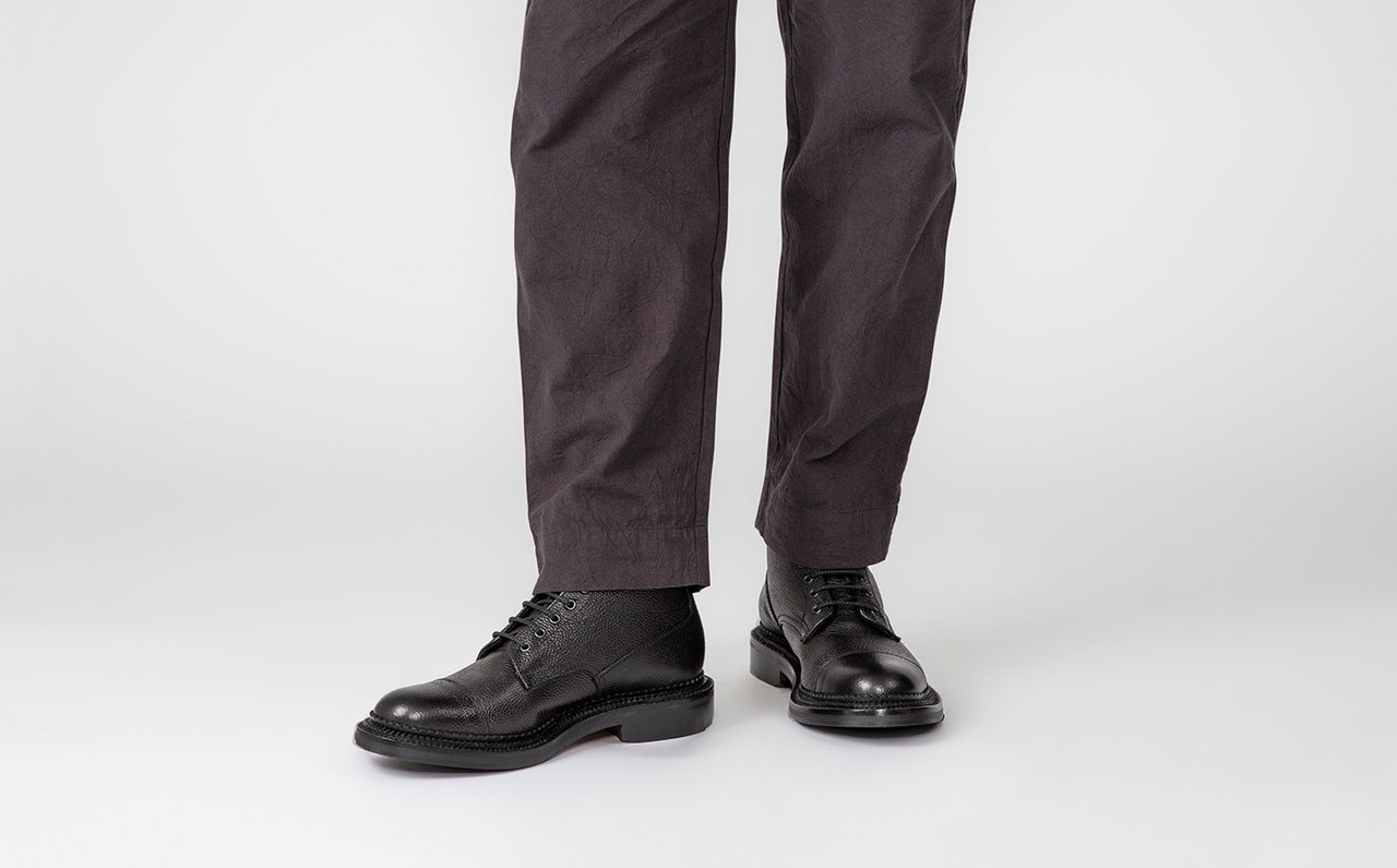 Grenson Joe Mens Boots in Black Rusticalf with Triple Welt