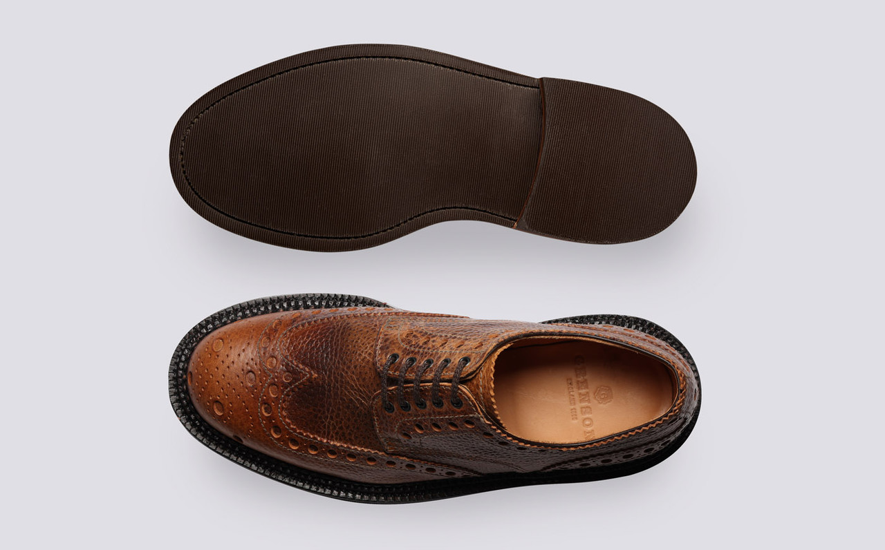 Mens Brogues in Dark Brown Triple Welt 