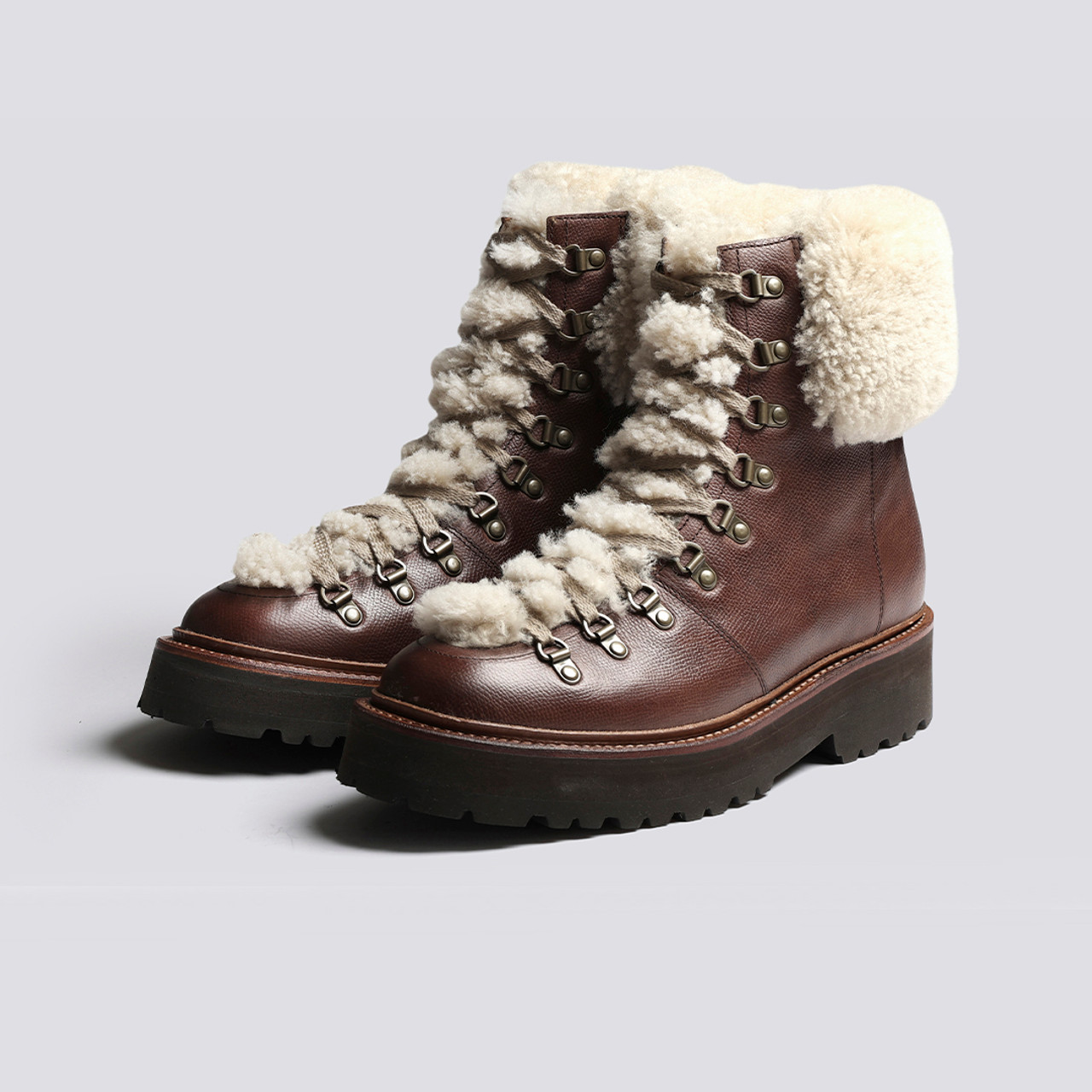 Women's shearling hiker boots clearance