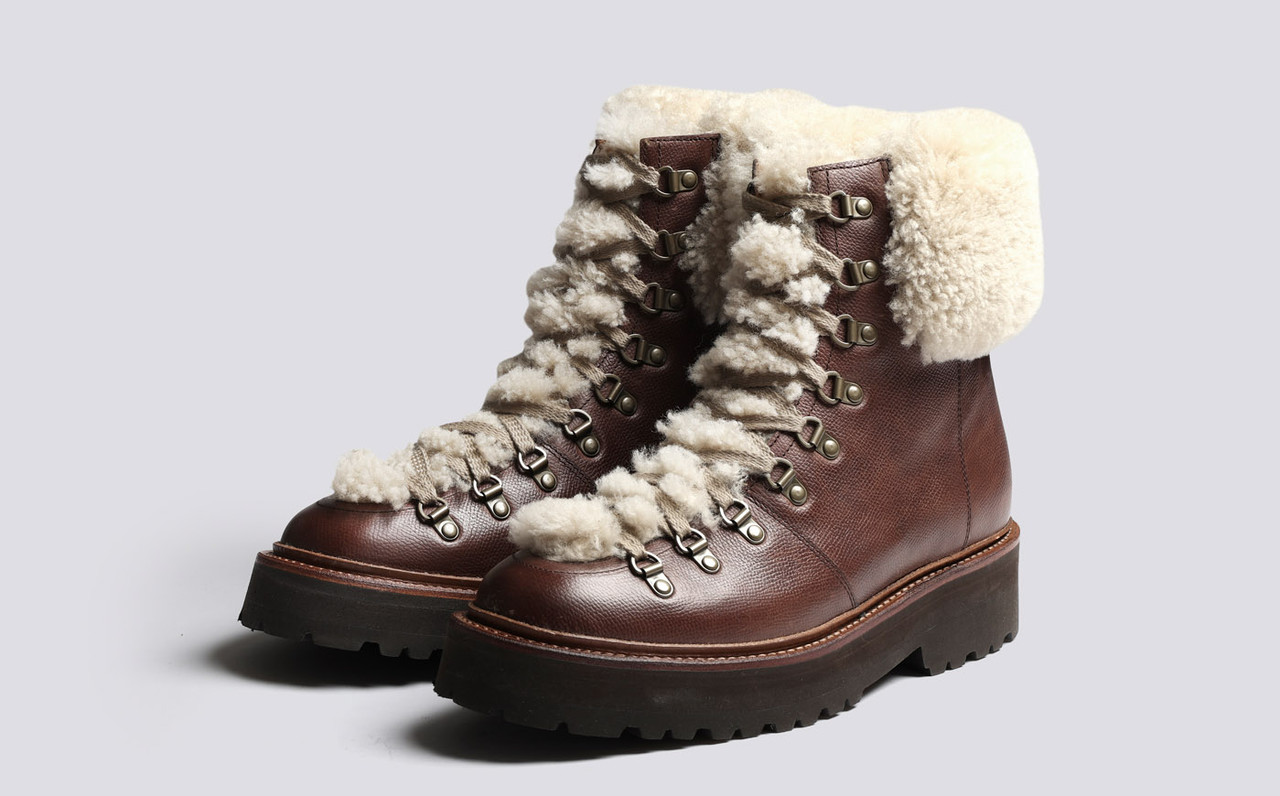 Shearling hiking boots womens clearance