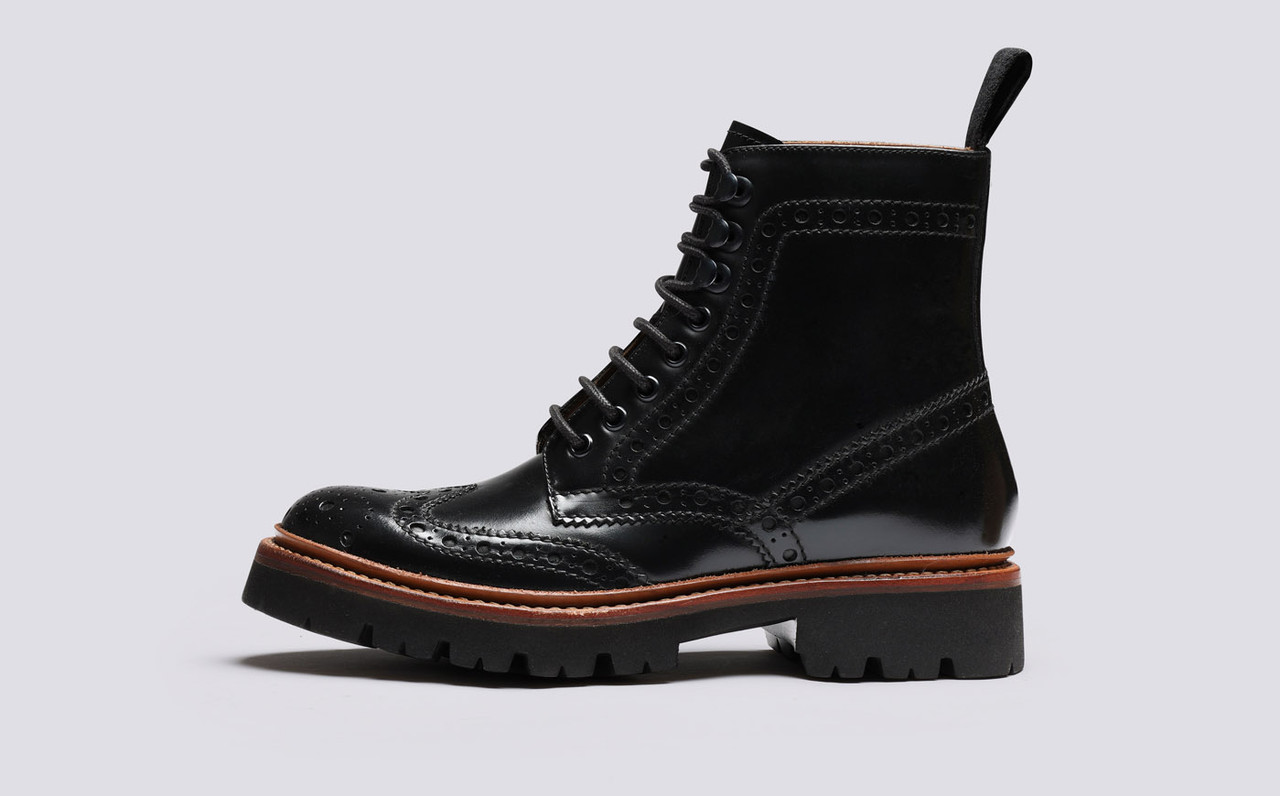 Fran | Womens Brogue Boots in Black 