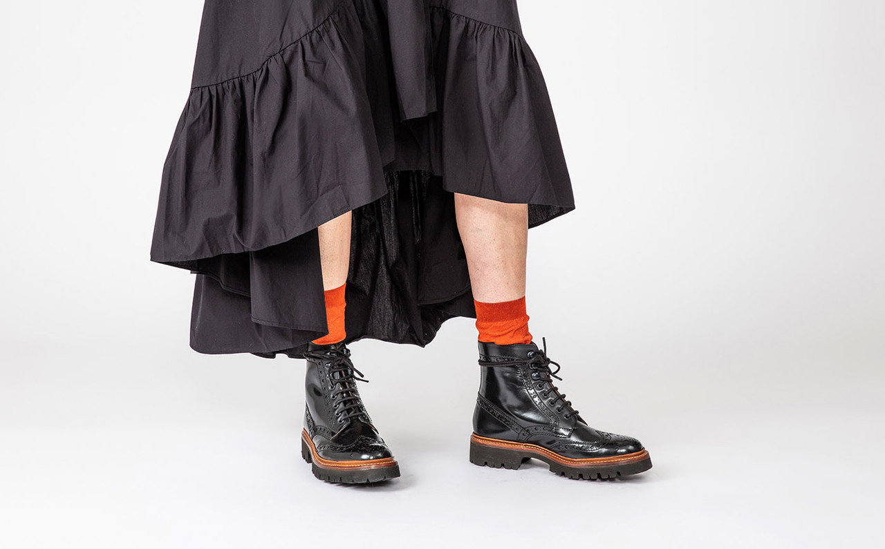 Fran | Womens Brogue Boots in Black 