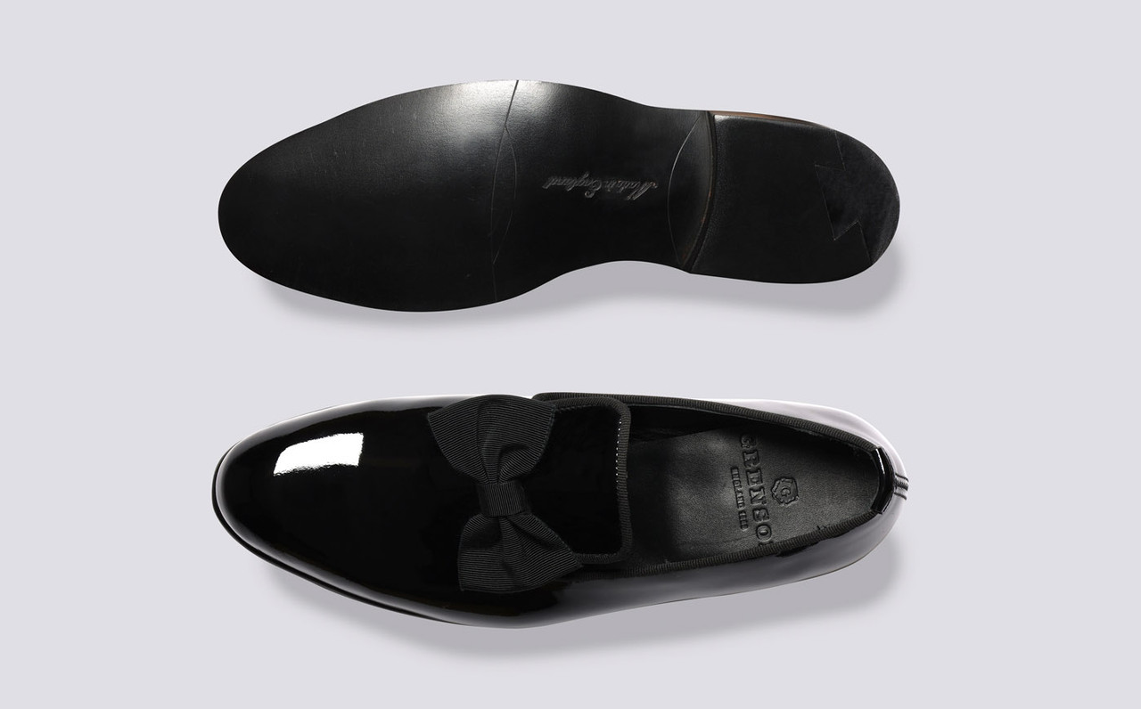 Womens Dress Slipper Slip On Shoes in Black Patent Grenson