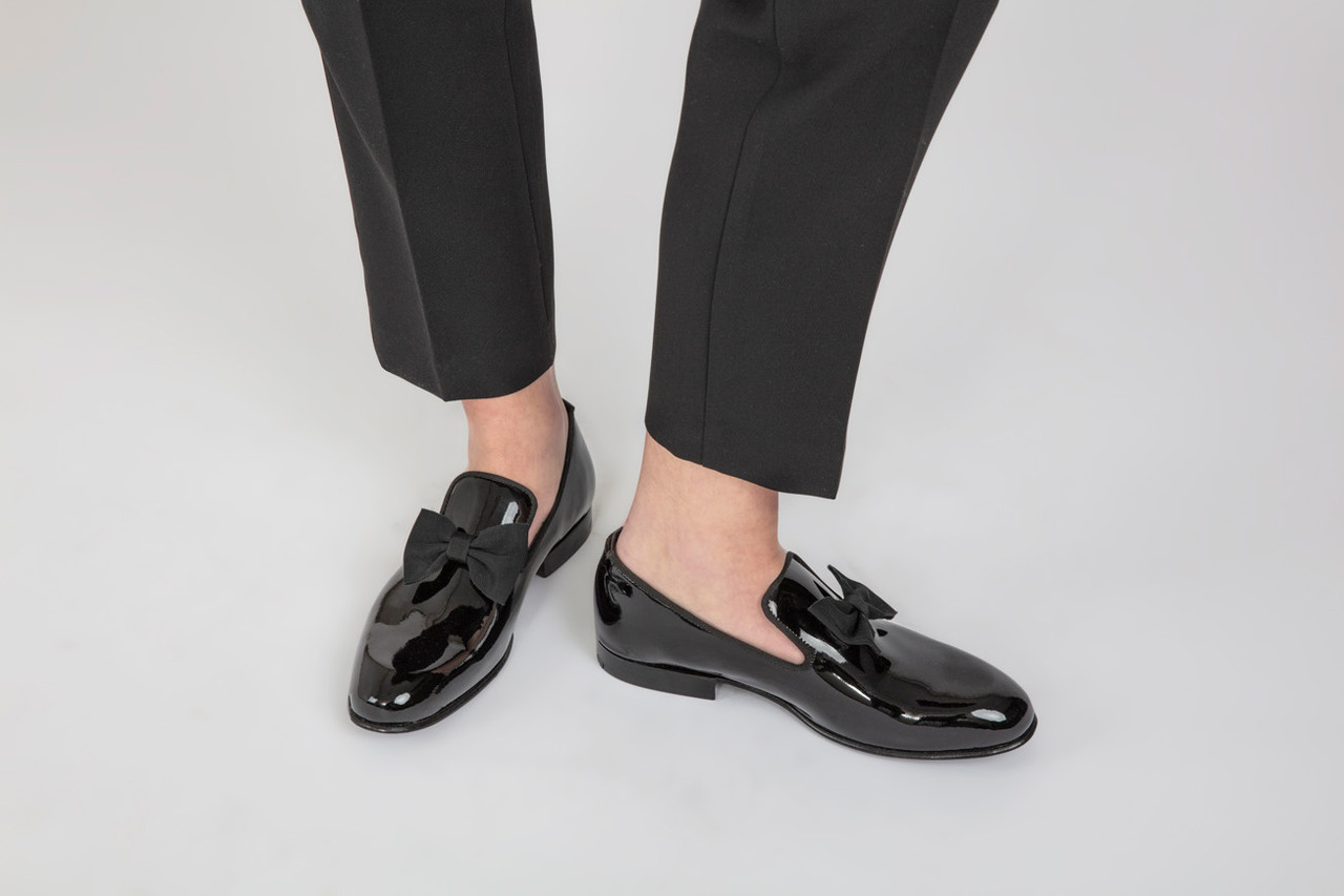 Womens Dress Slipper Slip On Shoes in Black Patent Grenson