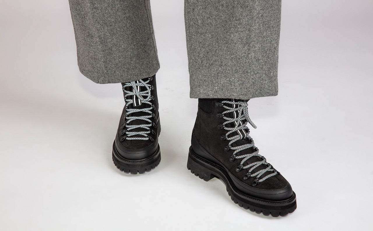 Nanette Tech | Womens Hiker Boots in Black on Vibram Sole | Grenson