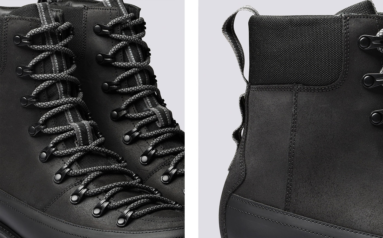 Nanette Tech Womens Hiker Boots in Black on Vibram Sole Grenson