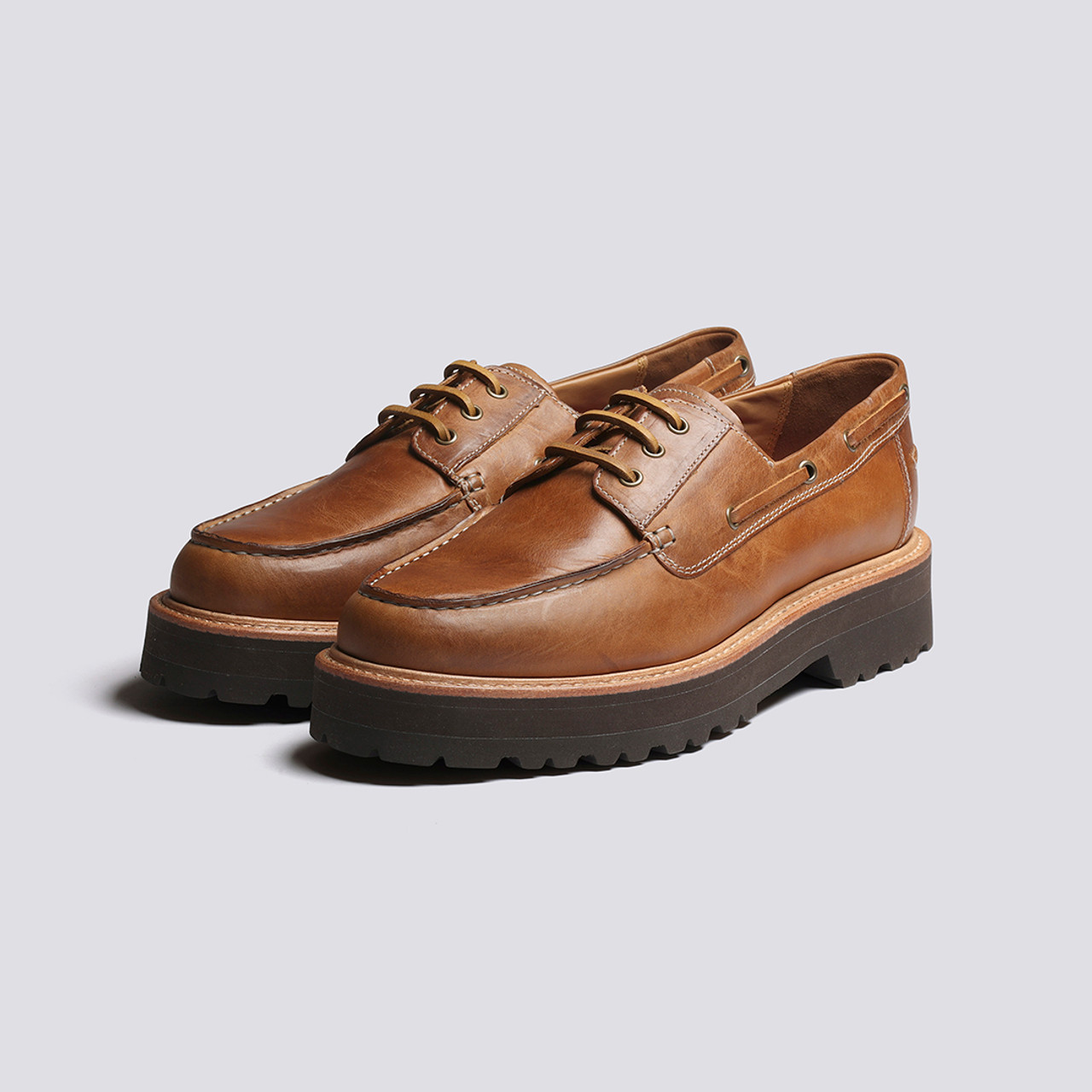 Dempsey Mens Boat Shoes in Natural Heritage Grenson
