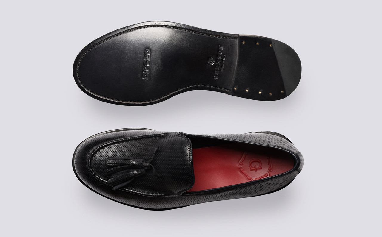GRENSON Black Leather Tassel Loafers Shoes Men 9 Made In England Black Velvet Tassel Loafers UK 6.5 E - Abbot main image 4