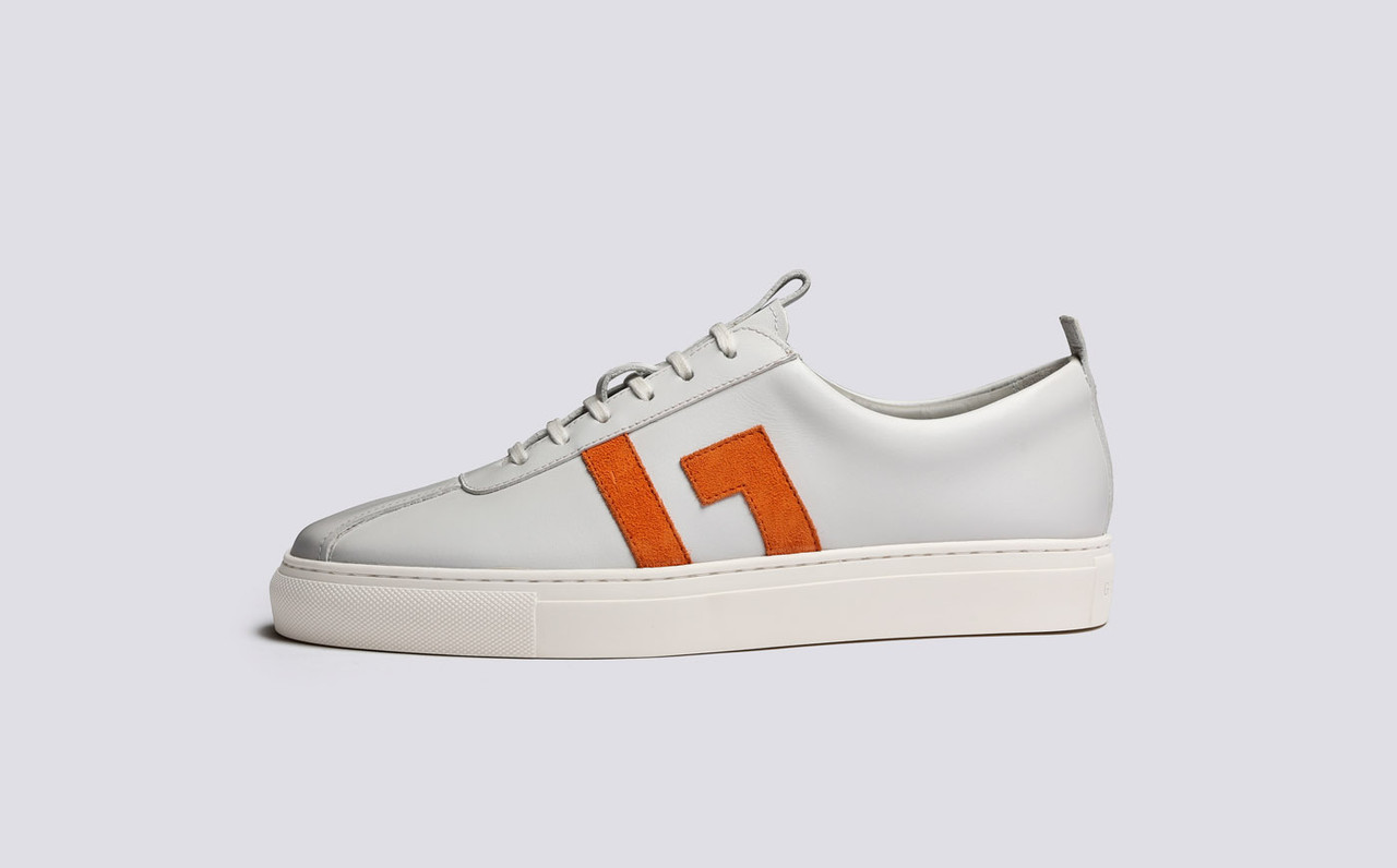 Sneaker 67 Womens Sneakers in White and Orange Grenson