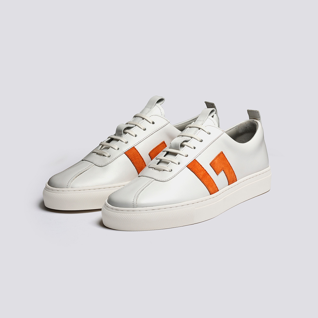 Sneaker 67 Womens Sneakers in White and Orange Grenson