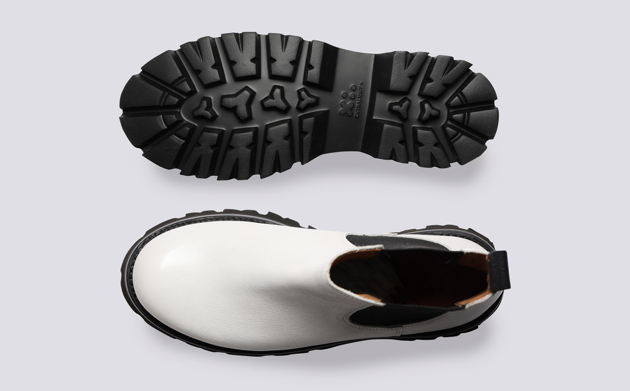 Womens black boots discount with white sole