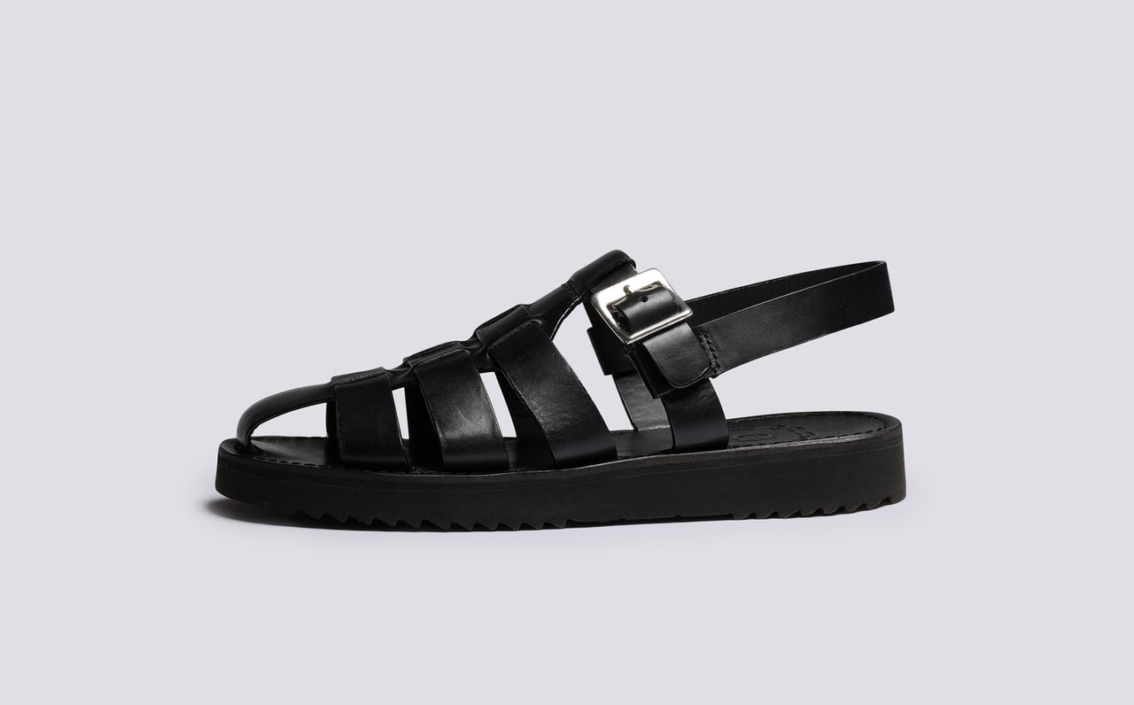 Queenie Womens Sandals in Black Colorado Leather Grenson