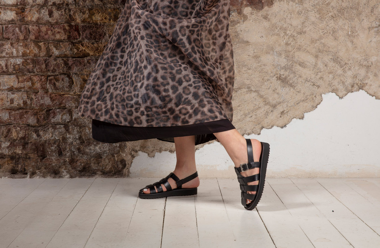 Queenie Sandals in Black Colorado Leather | Grenson