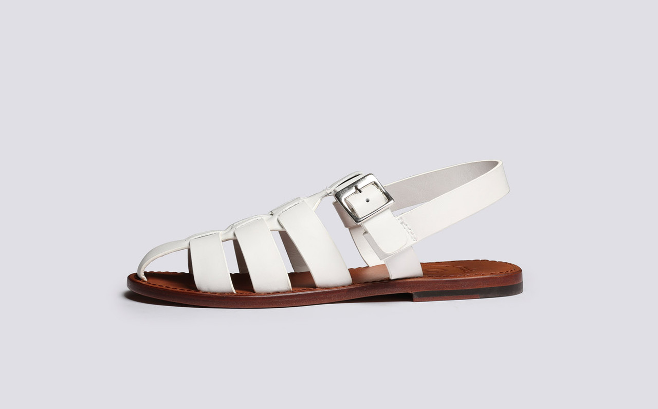 Mens white leather clearance sandals
