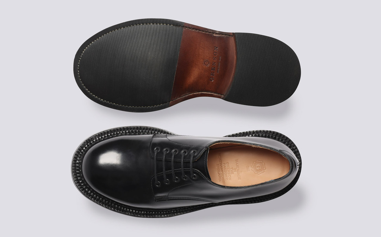 Dermot Mens Shoes in Black Bookbinder Leather Grenson