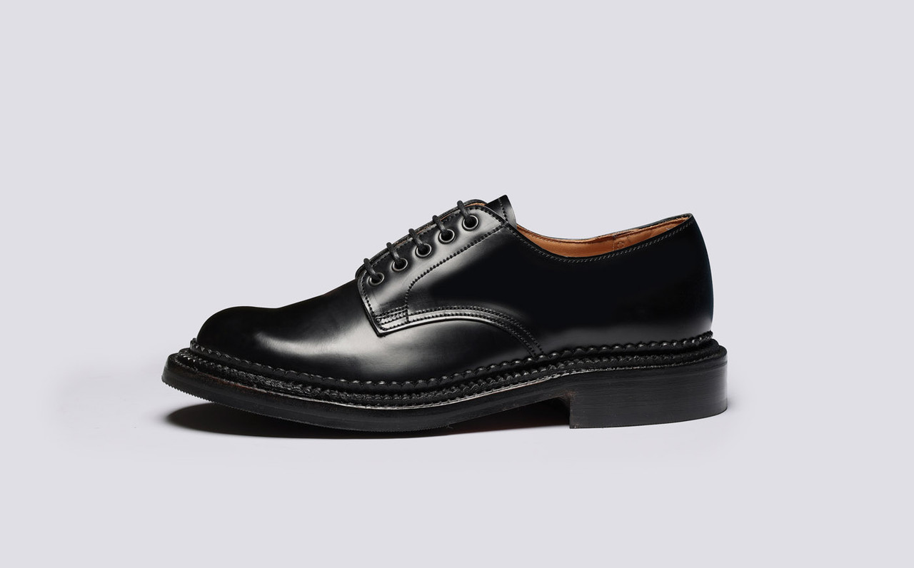 Devon | Womens Derby Shoes in Black Bookbinder Leather | Grenson