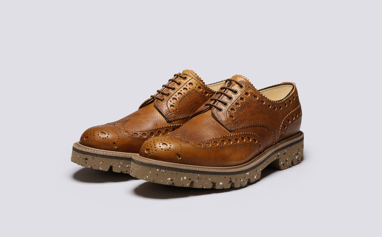 Archie Mens Brogues in Olive Tanned Leather Grenson