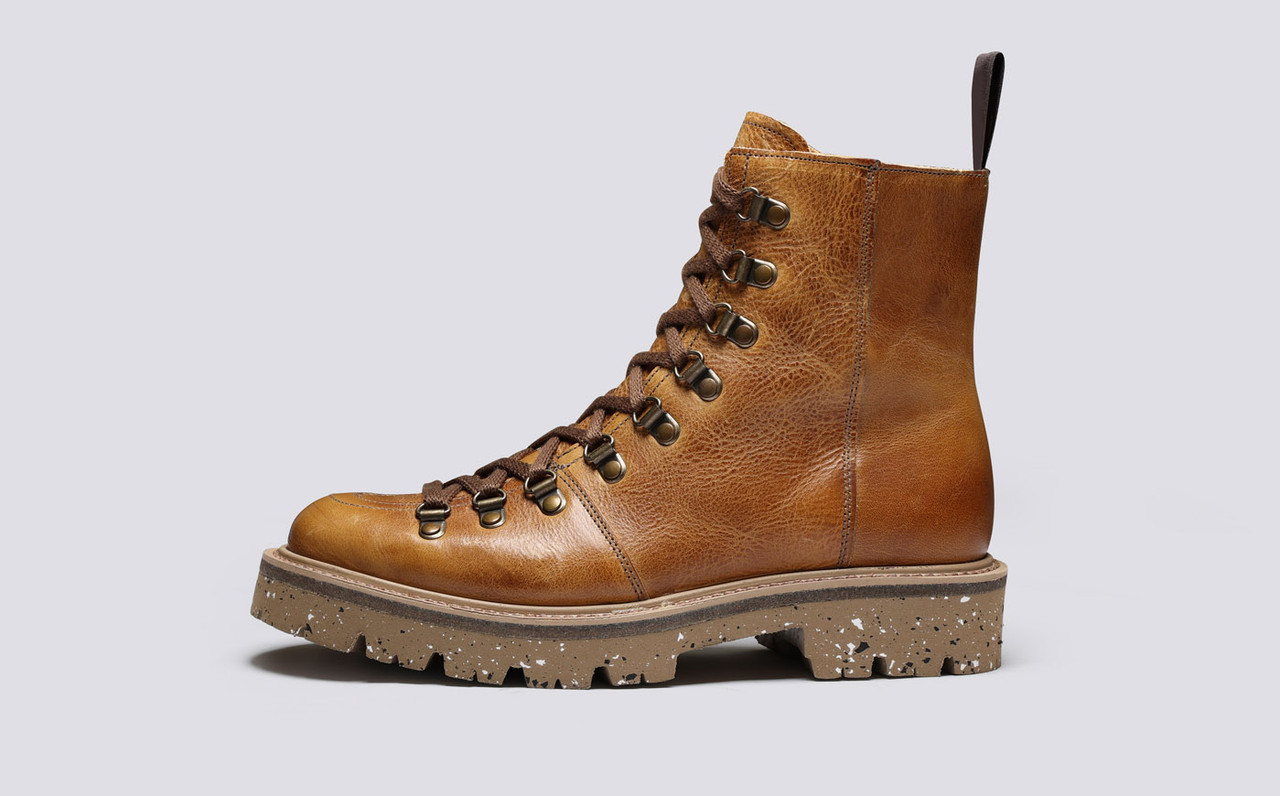 Nanette Womens Hiker Boots in Olive Tanned Leather Grenson