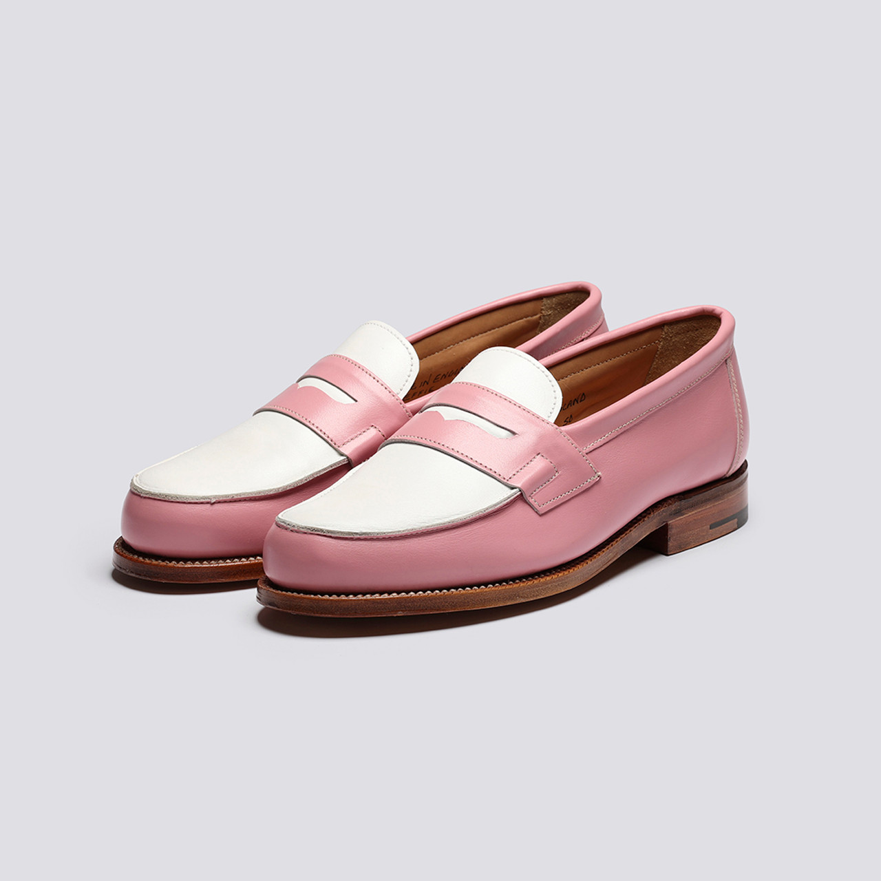 Pink and white discount loafers