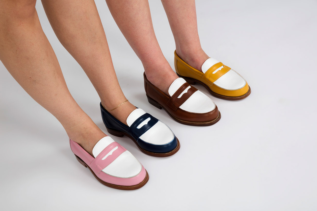 Women's white leather loafers on sale