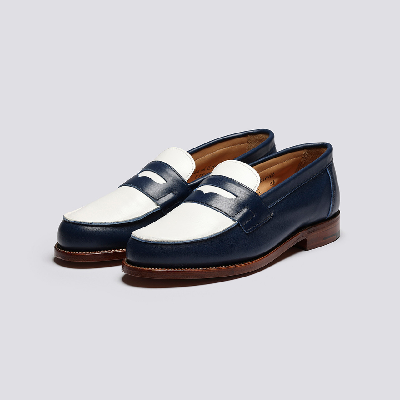 Navy blue discount and white loafers