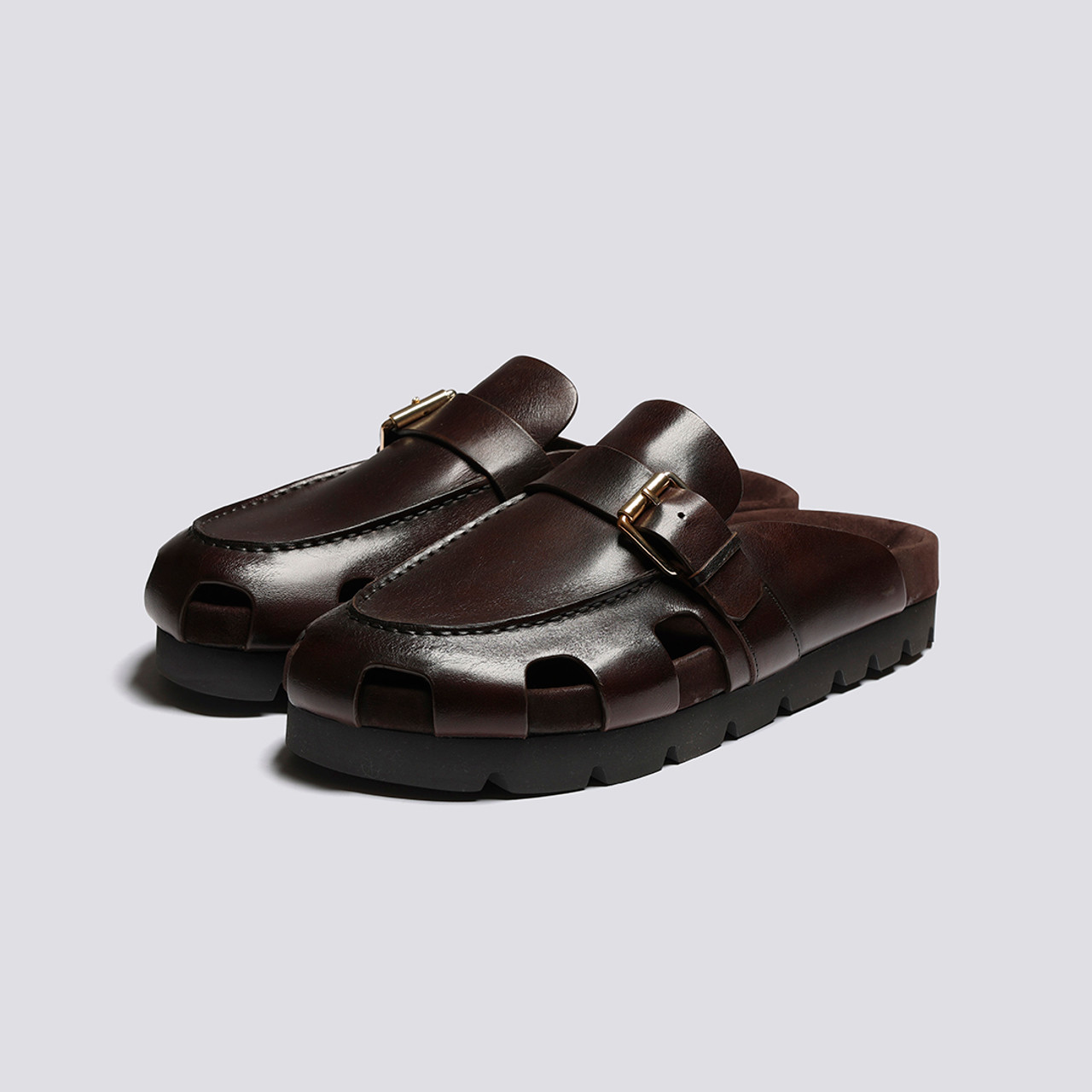 Dale Clogs for Men in Dark Brown Leather Grenson
