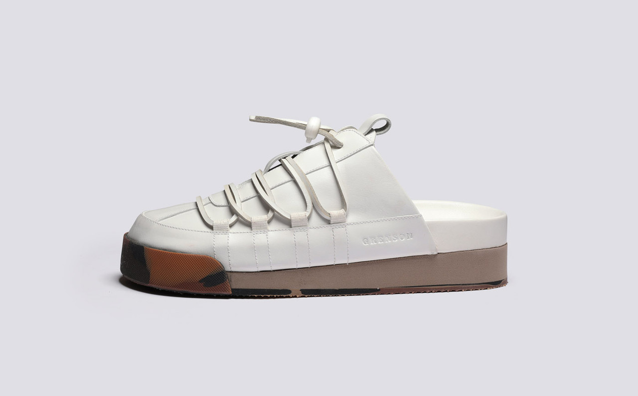 Sneaker 75 Womens Mules in White Calf Leather Grenson