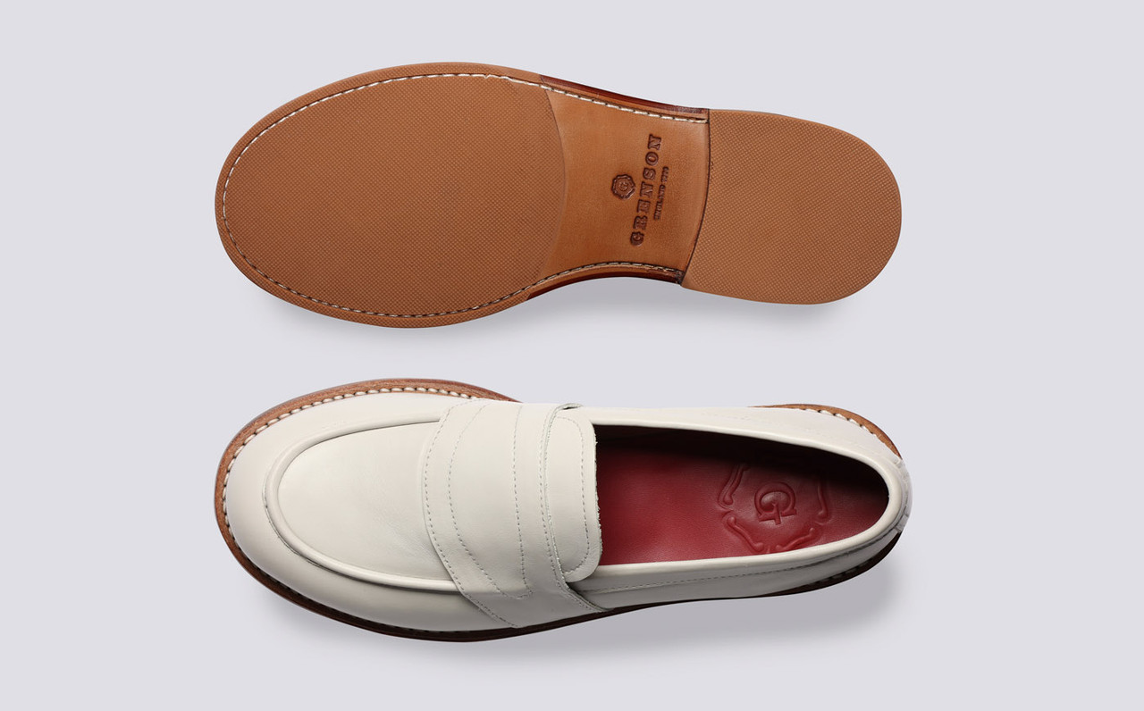 Susie Womens Loafers in White Nappa Leather Grenson