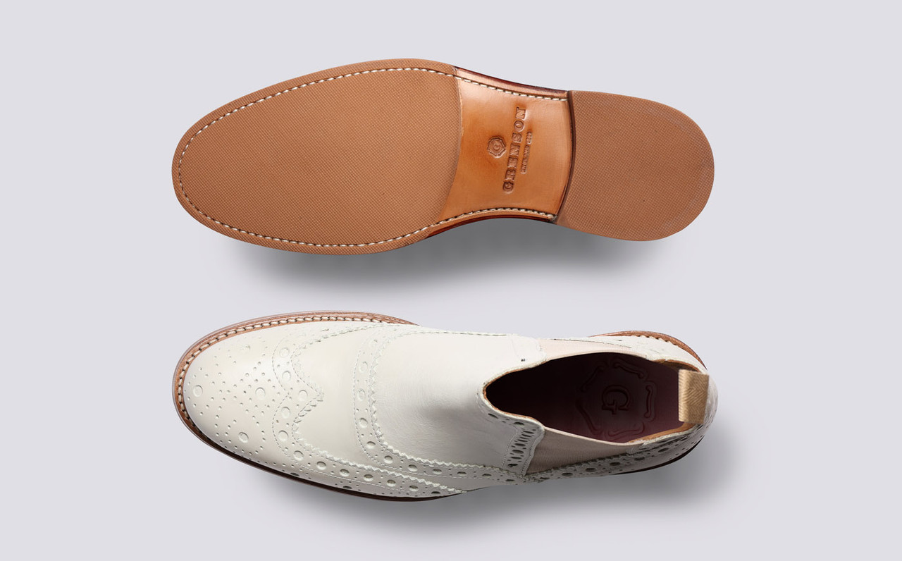 Liv Womens Chelsea Boots in White Leather Grenson
