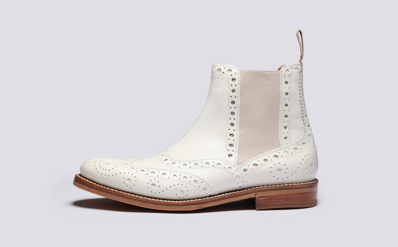 Mens white leather chelsea boots clearance