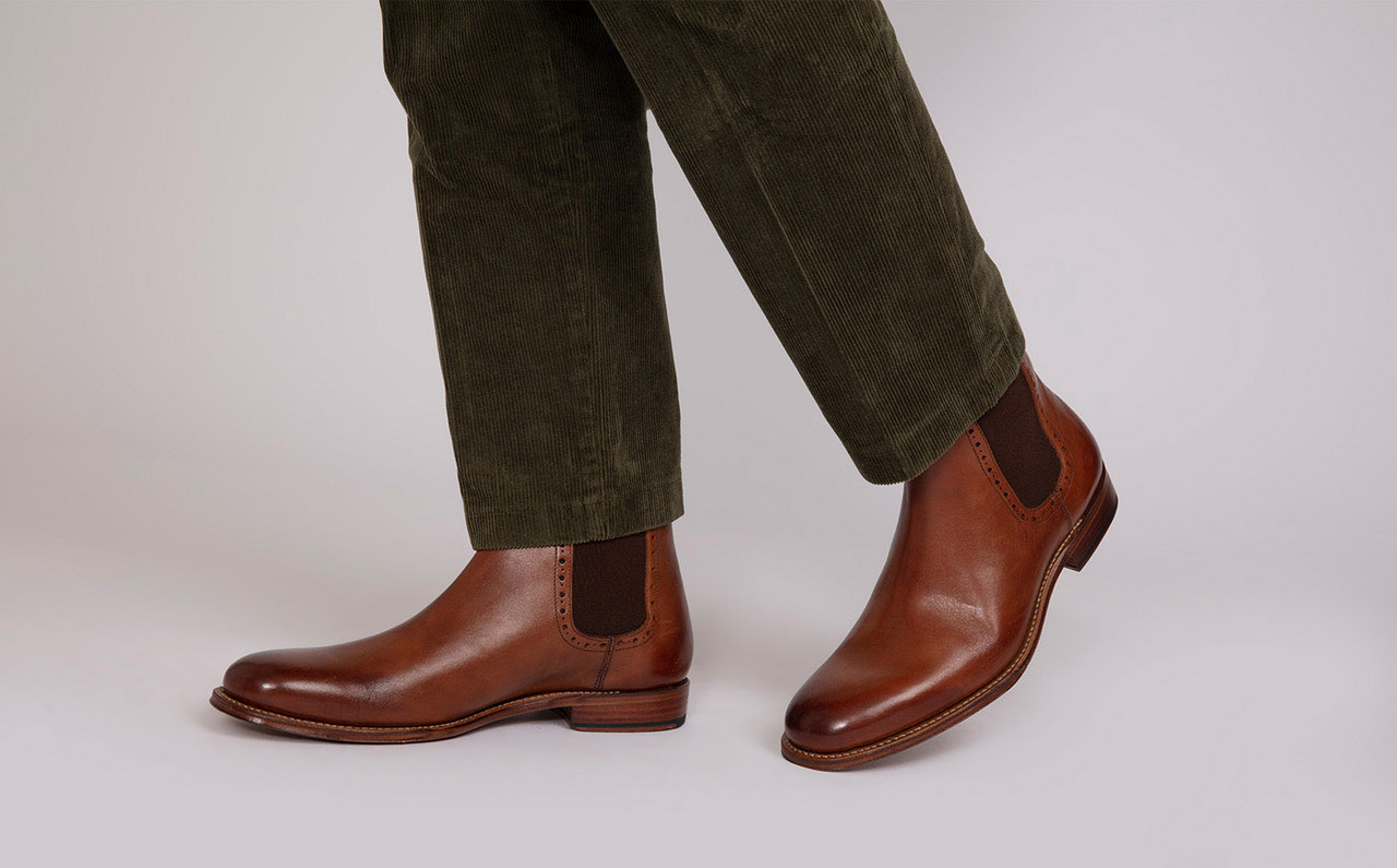 Howard Mens Chelsea Boots in Tan Leather Grenson