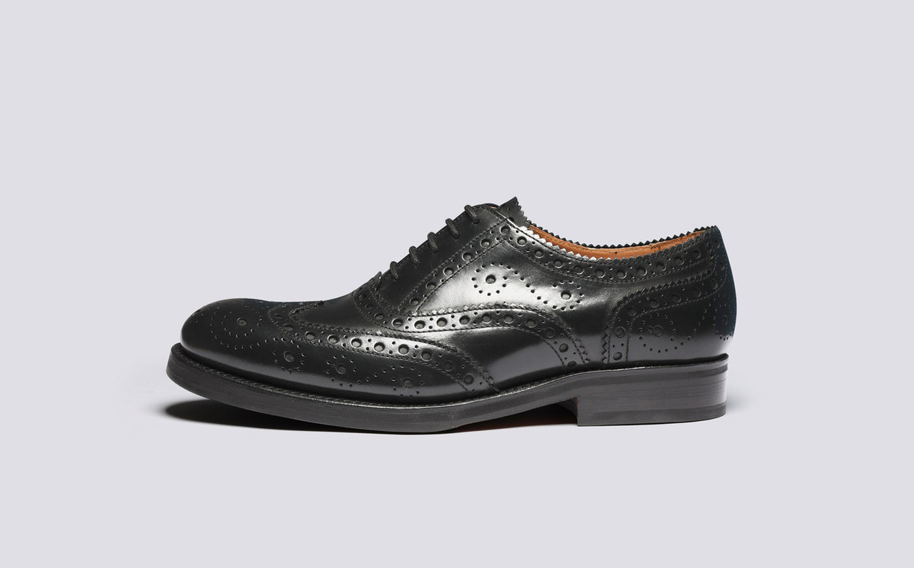 Anderson Mens Brogues in Black Leather Grenson