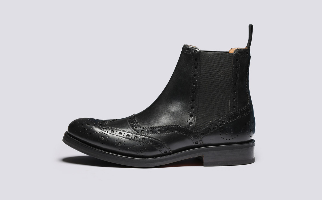 Ladies black new arrivals brogue chelsea boots