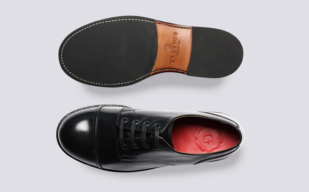 Keith Mens Derby Shoes in Black Leather Grenson