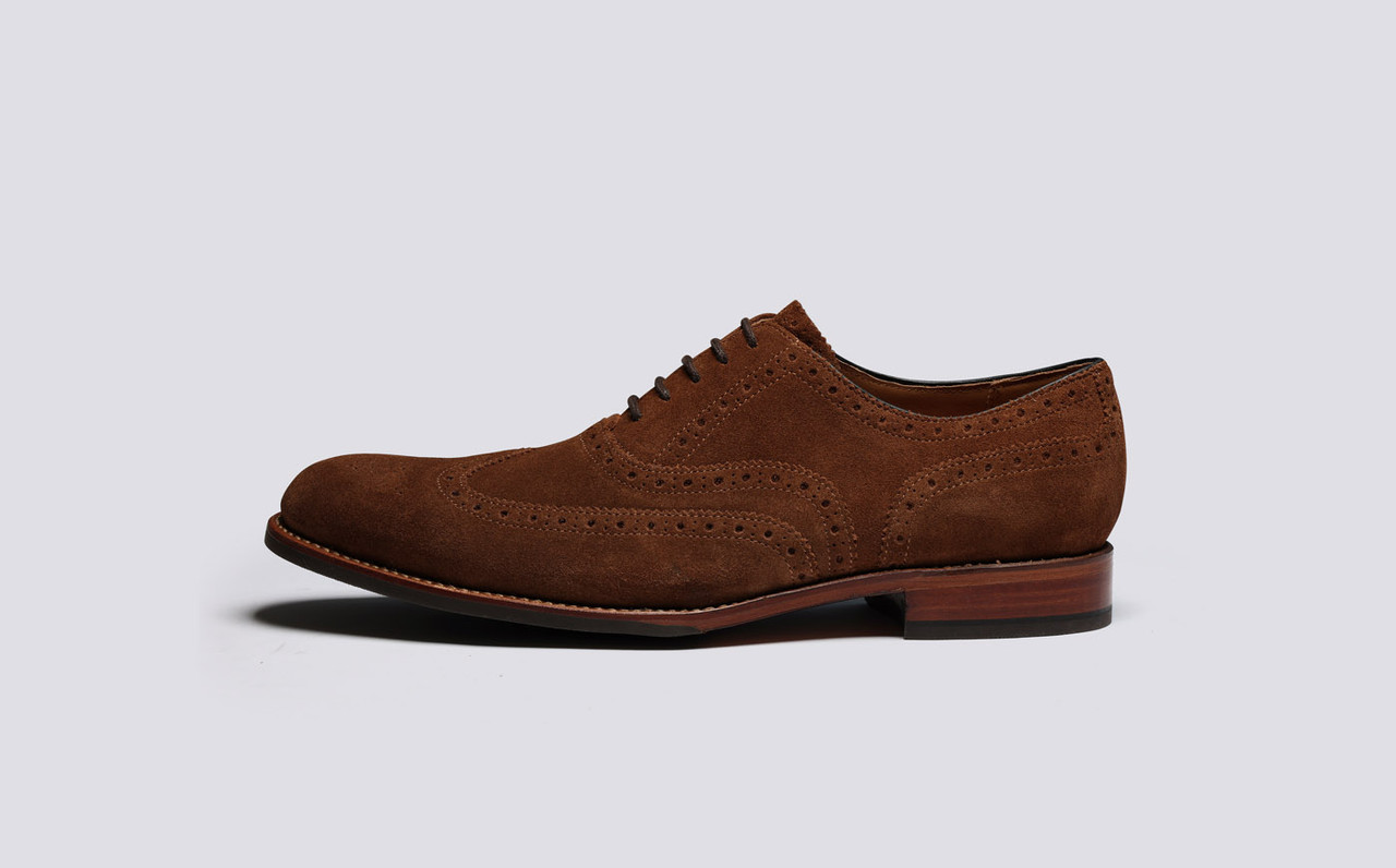 Dylan Mens Brogues in Brown Toffee Suede Grenson