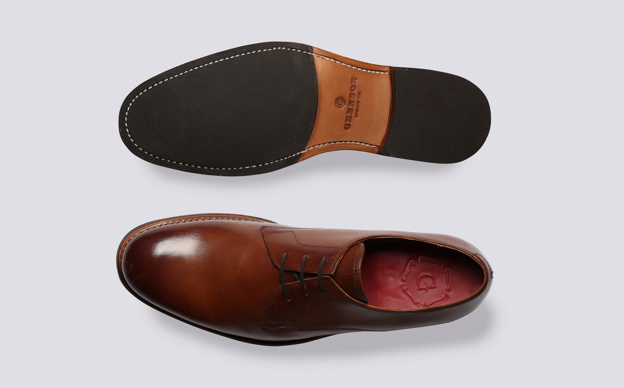 Mens tan leather derby shoes hotsell